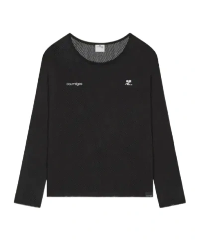 Courrèges Long-sleeve Logo Top In Black
