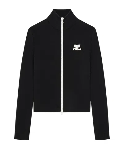 Courrèges Long-sleeve Zip-up Cardigan In Black