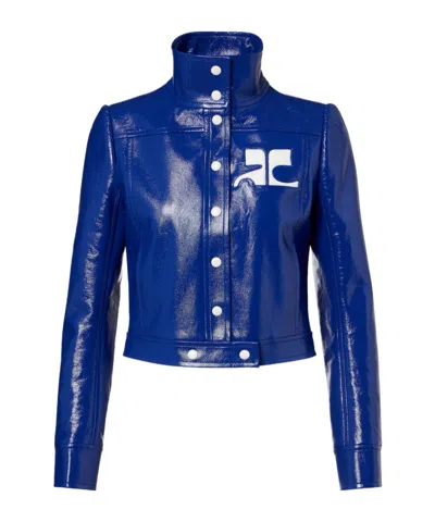 Courrèges Long-sleeved Casual Jacket In Blue