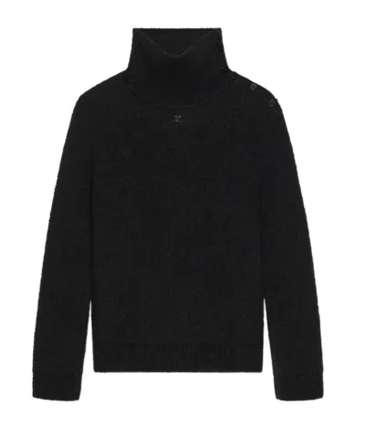 Courrèges Long-sleeved Sweater In Black