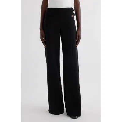 Courrèges Loop Crepe Wide Leg Pants In Black