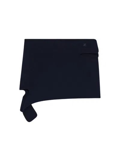 Courrèges Loop Milano Knit Mini Skirt Navy In Blue