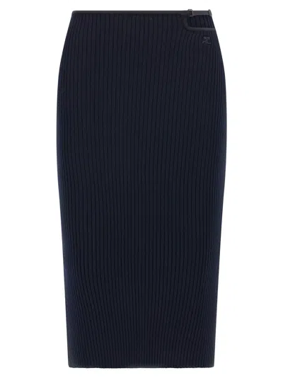 Courrèges Courreges Loop Rib Knit Skirt In Blue