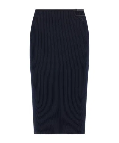 COURRÈGES COURRÈGES LOGO EMBROIDERED KNITTED MIDI SKIRT