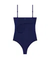 Courrèges Legacy Square Neck Swimsuit With Adjustable Straps In Blue