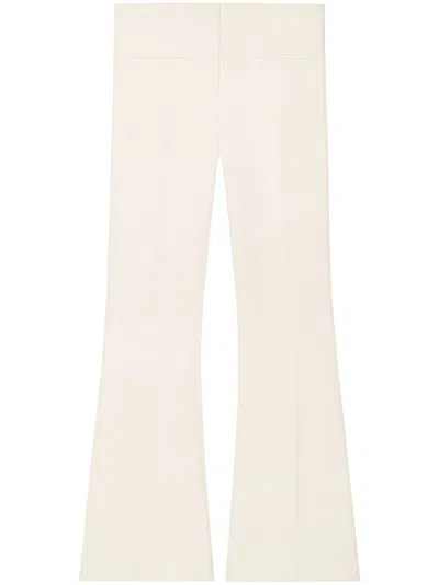 Courrèges Low-rise Flared Crepe Trousers In Neutrals
