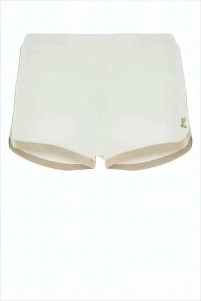 COURRÈGES LOW-RISE WHITE SHORTS WITH CONTRASTING HEM TRIM