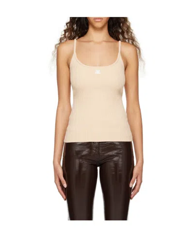 Courrèges Low Round Collar Sling Vest In Nude