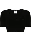 Courrèges Mockneck Rib Knit Cropped Top Women Black In Viscose In Black