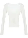 Courrèges Scoop-back Ribbed-knit Top In Heritage White