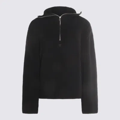 Courrèges High Collar Ribbed Texture Knitwear In Blue