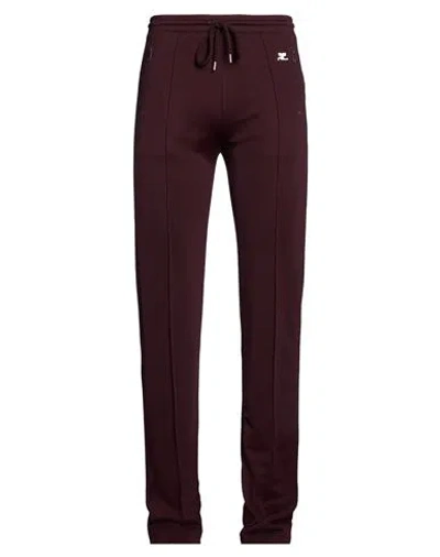 Courrèges Man Pants Burgundy Size M Polyester In Brown