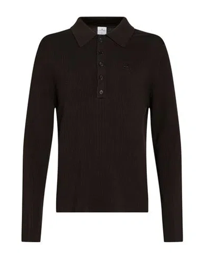 Courrèges Man Sweater Dark Brown Size Xl Cotton, Merino Wool