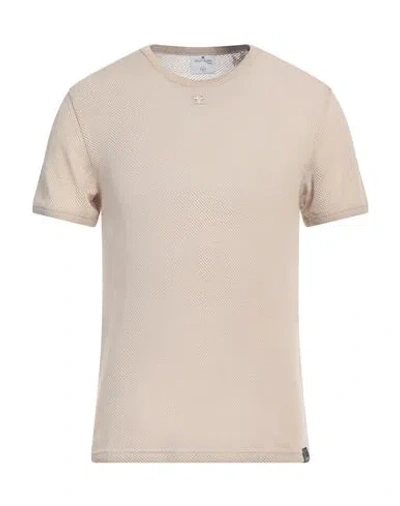 Courrèges Courreges Man T-shirt Beige Size L Polyester, Cotton In Neutral
