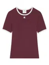 Courrèges Heritage Short Sleeve Contrast T-shirt In Burgundy