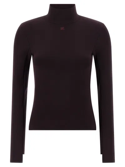 COURRÈGES MAROON INTERLOCK VISCOSE SWEATER