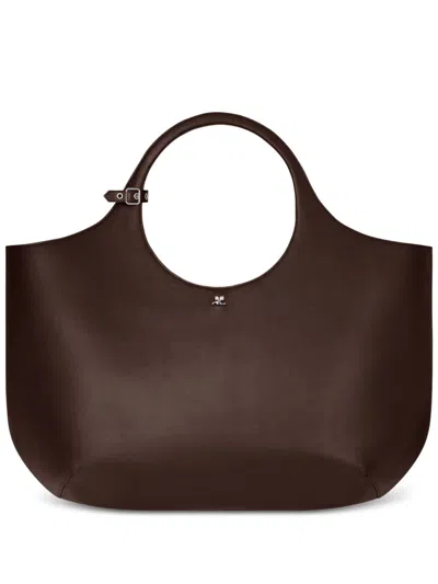 Courrèges Maxi Holy Leather Bag In Black