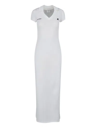 Courrèges Maxi Polo Dress In White