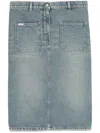 Courrèges Knee Length Pencil Skirt With Patch Pockets In Medium Blue
