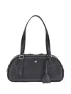 Courrèges Black Calf Leather Bos Taurus Shoulder Bag In Black
