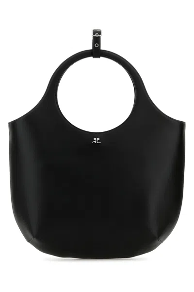 Courrèges Courreges Women Black Leather Medium Holy Handbag