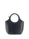 Courrèges Handbag Leather Buckle Detail In Black