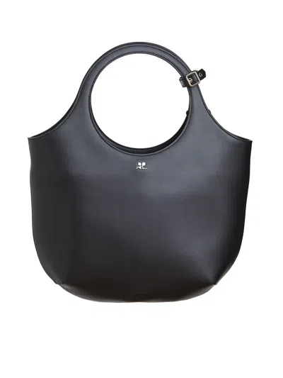 Courrèges Courregès Medium Holy Leather Bag In Black  
