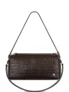 Courrèges Medium Three Sixty Croc-embossed Shoulder Bag In Red