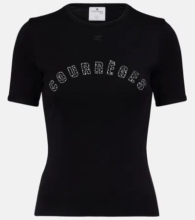 Courrèges Courreges Women Waisted Print Logo T-shirt In Black