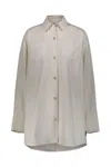 Courrèges Mega Size Dry Denim Shirt In Brown