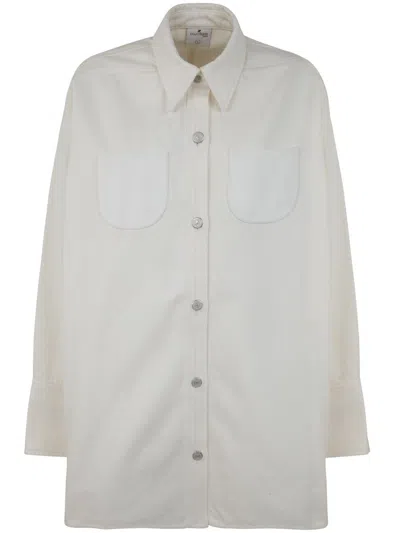 Courrèges Mega Size Dry Denim Shirt In White