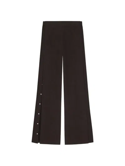 Courrèges Melange Trousers With Snap Buttons In Brown