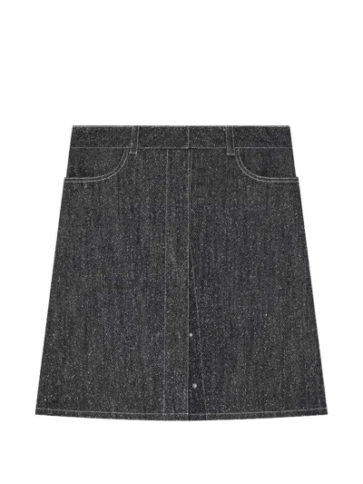 Courrèges Mélange-effect Denim Midi Skirt In Black