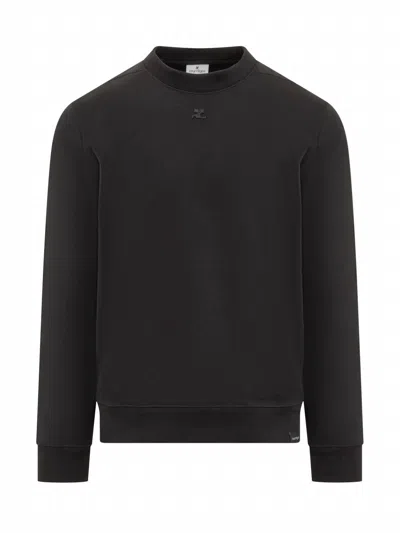 COURRÈGES MEN'S AC FLEECE SWEATSHIRT IN BLACK