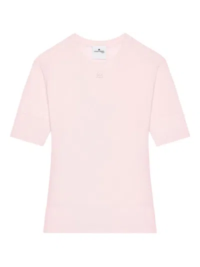 Courrèges Merino Short-sleeves T-shirt In Pink