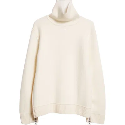 Courrèges Merino Wool Blend Turtleneck Sweater In Natural