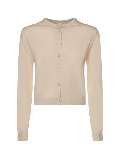 Courrèges Merino Wool Cardigan In Neutral