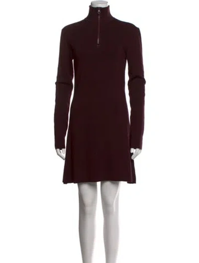 Pre-owned Courrèges Merino Wool Mini Dress In Burgundy