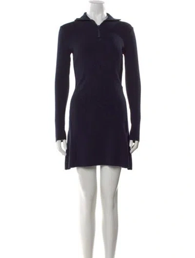 Pre-owned Courrèges Merino Wool Mini Dress W/ Tags In Blue