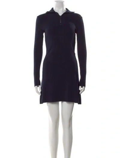Pre-owned Courrèges Merino Wool Mini Dress W/ Tags In Blue