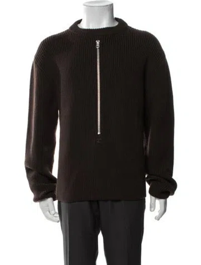 Pre-owned Courrèges Merino Wool Mock Neck Pullover In Brown