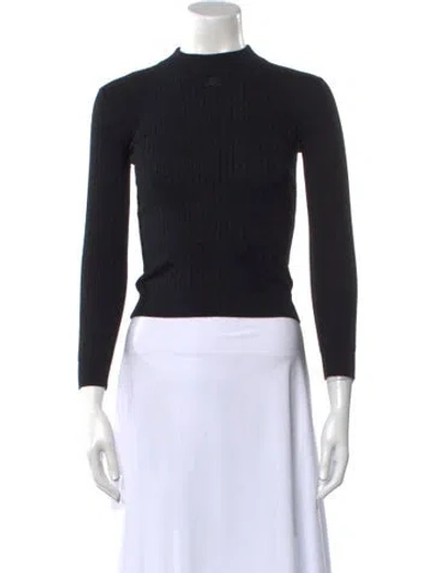 Pre-owned Courrèges Merino Wool Mock Neck Sweater In Black