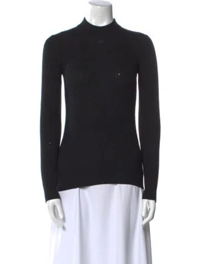 Pre-owned Courrèges Merino Wool Mock Neck Sweater In Black