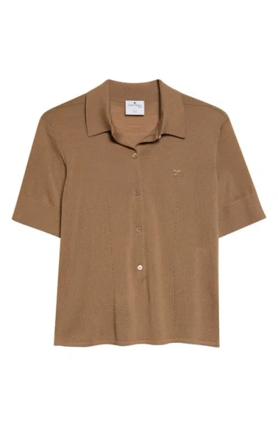 Courrèges Merino Wool Polo In Brown