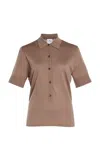 Courrèges Merino Wool Polo Top In Brown
