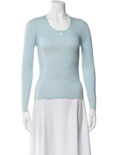 Pre-owned Courrèges Merino Wool Scoop Neck Top In Blue