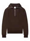 Courrèges Merino Wool Sweater With Zipper In Brown