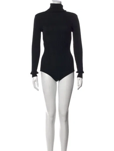 Pre-owned Courrèges Merino Wool Turtleneck Bodysuit In Blue