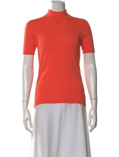 Pre-owned Courrèges Merino Wool Turtleneck Sweater In Orange