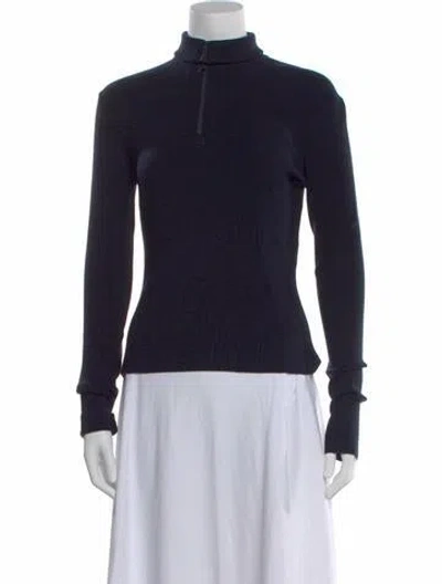 Pre-owned Courrèges Merino Wool Turtleneck Sweater W/ Tags In Blue